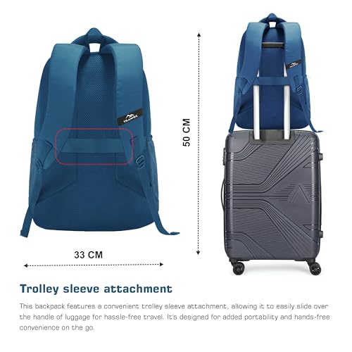 TRAWOC 35L Laptop Backpack TPB05 | Office & Travel Bag with 16-Inch Padded Laptop Compartment, USB Charging Port - 3-Year Warranty, Englishblue - Image 3