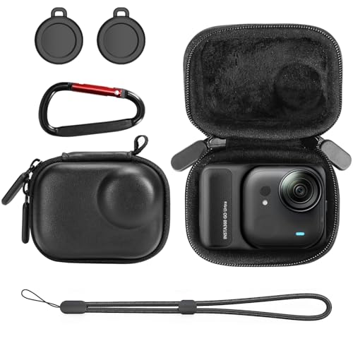 AMAZEAR Carry Case for Insta360 Go Ultra Accessories, Insta 360 Go-Ultra Portable and Compact Travel Bag Hard Leather Case with Soft Inner for Protection, Organization, and Storage, Black - Image 1