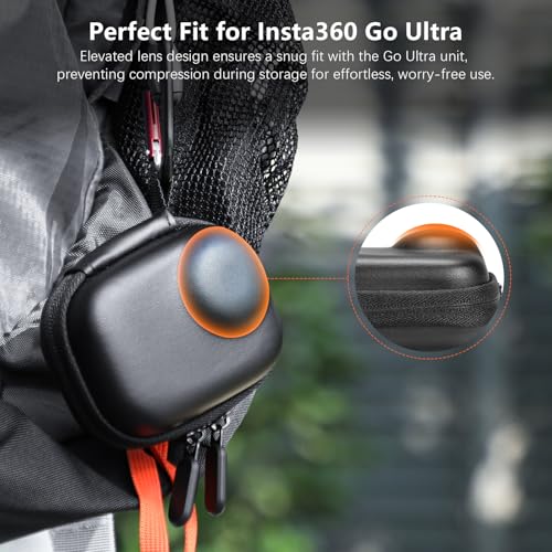 AMAZEAR Carry Case for Insta360 Go Ultra Accessories, Insta 360 Go-Ultra Portable and Compact Travel Bag Hard Leather Case with Soft Inner for Protection, Organization, and Storage, Black - Image 2