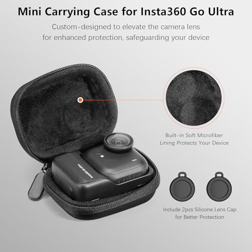 AMAZEAR Carry Case for Insta360 Go Ultra Accessories, Insta 360 Go-Ultra Portable and Compact Travel Bag Hard Leather Case with Soft Inner for Protection, Organization, and Storage, Black - Image 3
