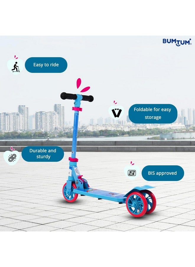 BUMTUM Smart 5inch 3 Wheels Kick Scooter for Kids | 3 Adjustable Height Scooter, Foldable & Attractive PVC Wheels with Rare Brakes Age 5 Years (SkyBlue & Pink) - Image 3