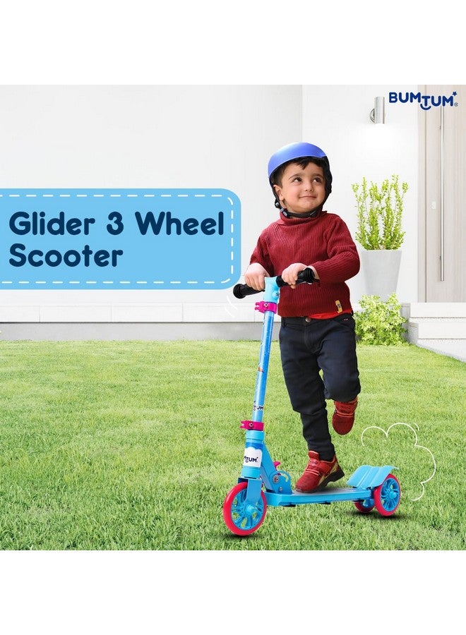 BUMTUM Smart 5inch 3 Wheels Kick Scooter for Kids | 3 Adjustable Height Scooter, Foldable & Attractive PVC Wheels with Rare Brakes Age 5 Years (SkyBlue & Pink) - Image 2