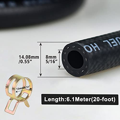 KeeYees 5/16" ID 20-Foot Fuel Line Hose with 30 Pcs Hose Clamps for Motorcycles, Cars, Lawn Mowers, Marine Boat Outboard - Image 4