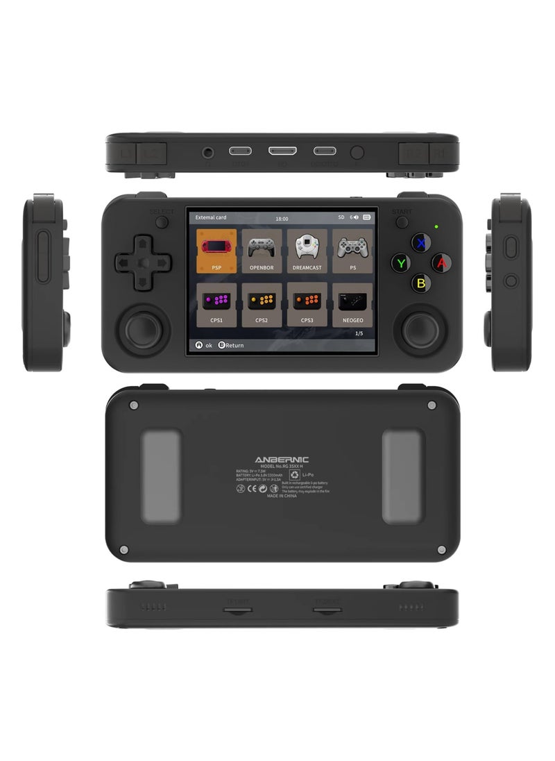 ANBERNIC  - RG35XX H Retro Handheld Game Console , 3.5 Inch IPS Screen Linux System Built-in 64G TF Card 5528 Games Support HDMI TV Output 5G WiFi Bluetooth 4.2 (Black) - Image 1