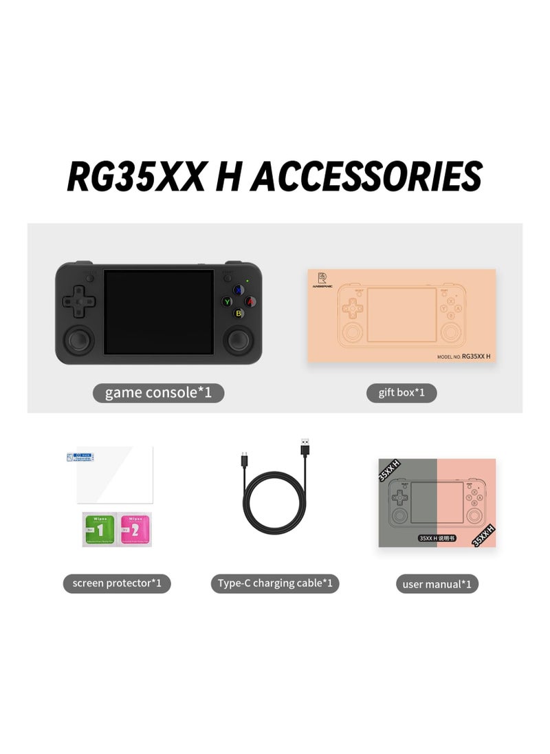 ANBERNIC  - RG35XX H Retro Handheld Game Console , 3.5 Inch IPS Screen Linux System Built-in 64G TF Card 5528 Games Support HDMI TV Output 5G WiFi Bluetooth 4.2 (Black) - Image 1