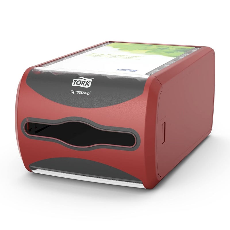 Tork Xpressnap Countertop Napkin Dispenser Red N4, Signature Range, 5.7" x 7.5" x 12.1", 6436000 - Image 1