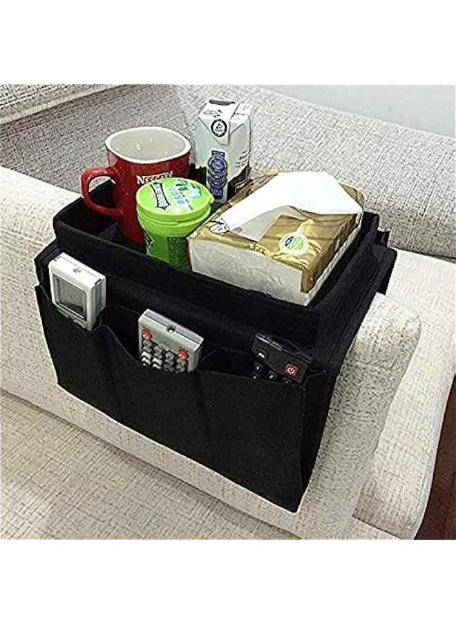 HOOKOR Black Hanging Storage Bag for Sofas, Chairs, Armchairs, Desks - Sofa Armrest Organizer with 6 Pockets  - Image 5