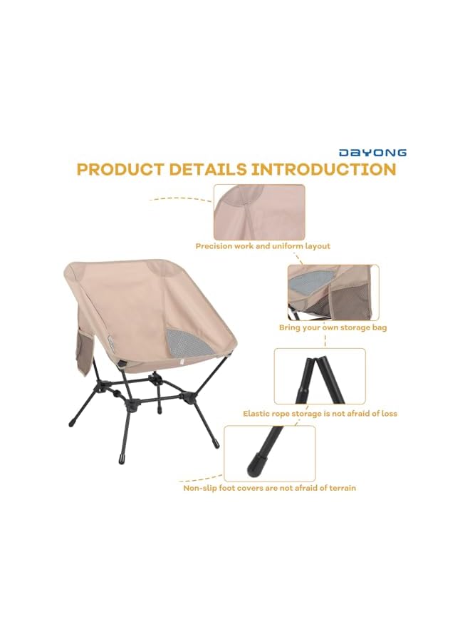 DAYONG Foldble Camping Chair, Upgraded Ultralight Compact Chair With Storage Bag, Outdoor Portable Chair For Camping, Traveling, Beach, Picnic, Hiking (Khaki) - Image 4