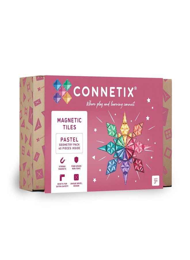 CONNETIX Magnetic Tiles Pastel Geometry Pack, 40 Pieces - Image 1