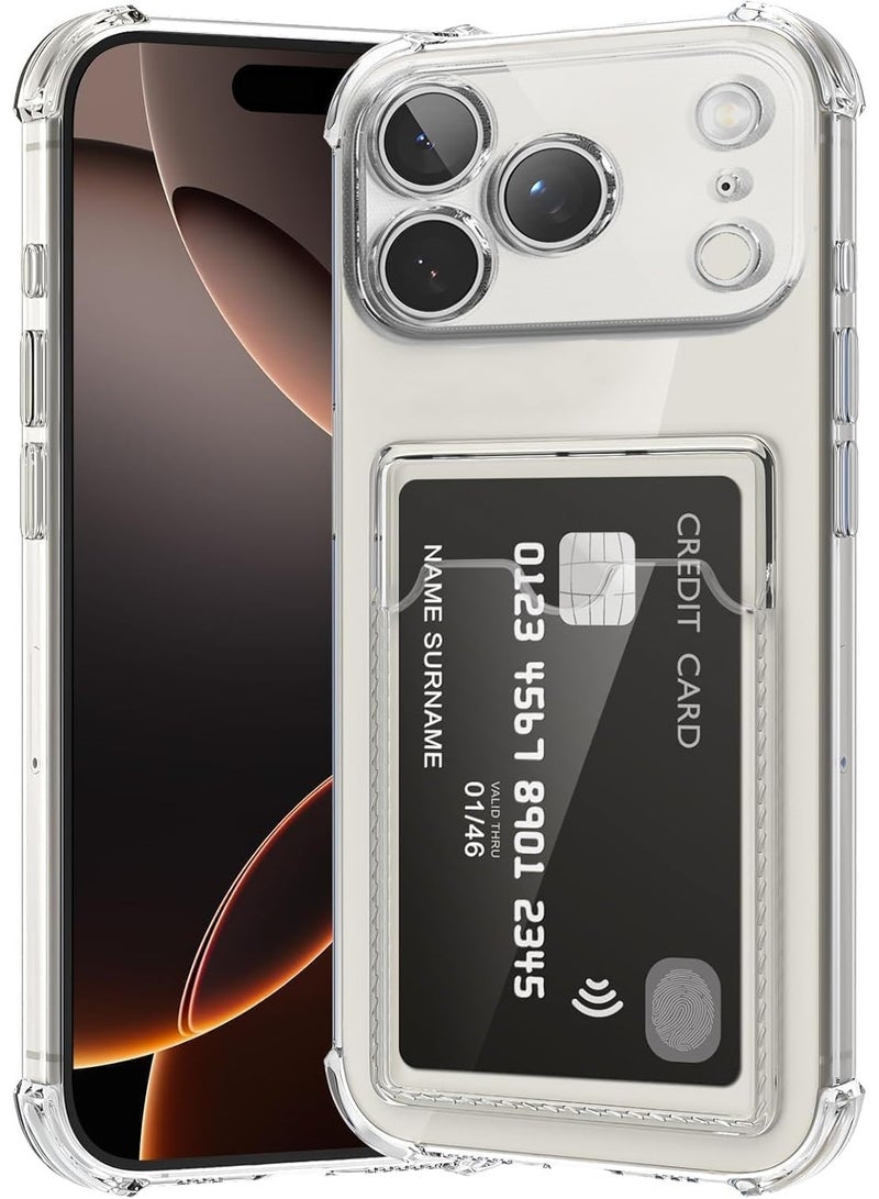 Cover for iPhone 17 Pro Max with Card Holder, Wallet Protective Silicone Slim Soft TPU Transparent Anti-Scratch Pockets Case Clea - Image 1