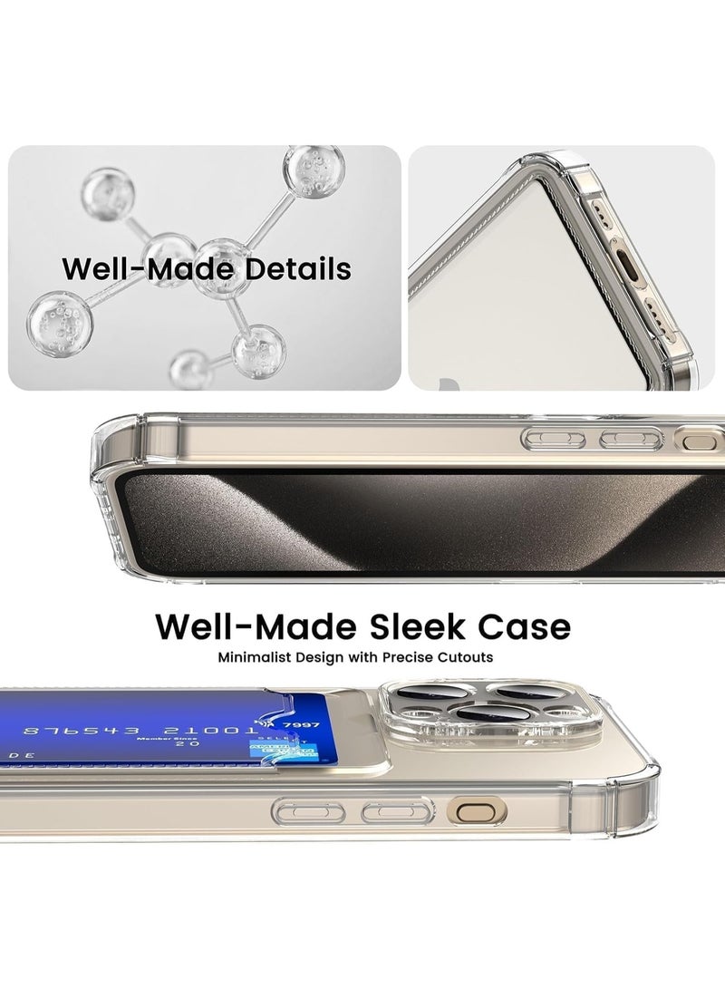 Cover for iPhone 17 Pro Max with Card Holder, Wallet Protective Silicone Slim Soft TPU Transparent Anti-Scratch Pockets Case Clea - Image 2