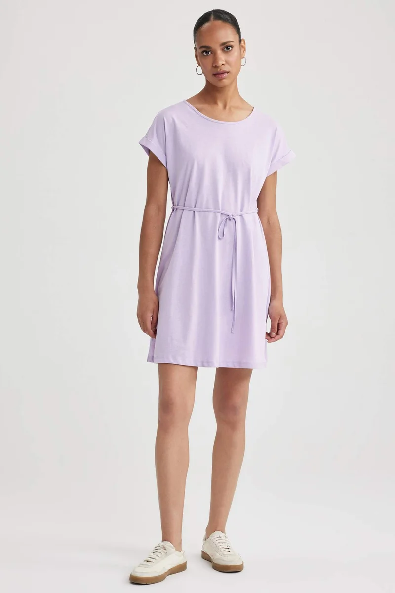 ديفاكتو A-Line Crew Neck Cotton Dress