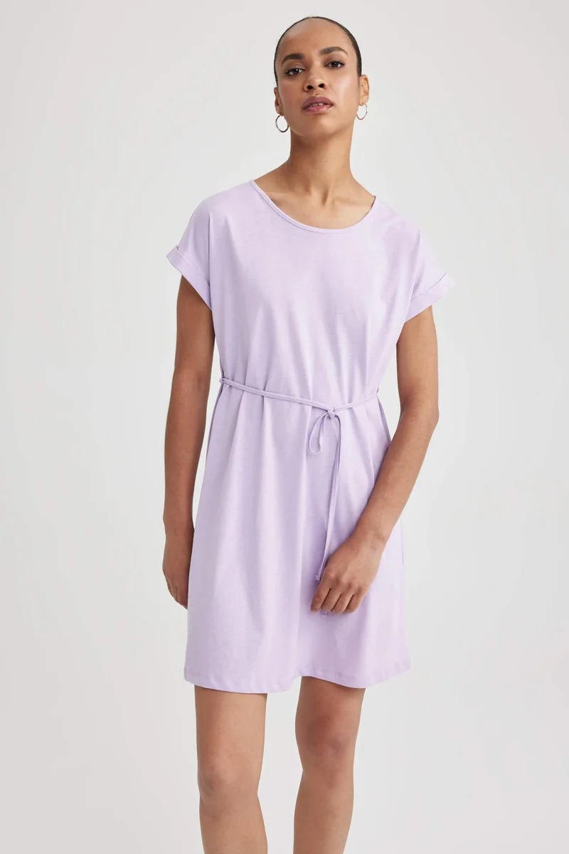ديفاكتو A-Line Crew Neck Cotton Dress