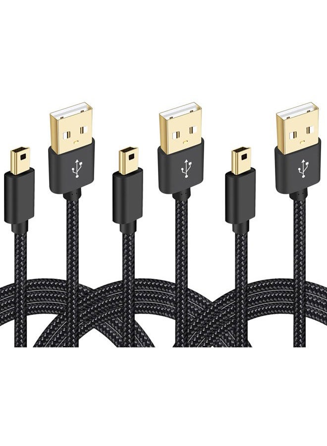 SCOVEE كابل USB مصغر مضفر، 3-pack بطول 3 أقدام كابل USB 2.0 نوع A إلى نوع Mini B لشحن GoPro HERO4، HERO 3، وحدة تحكم PS3، كاميرا Canon PowerShot، مشغلات MP3، كاميرا داش، كاميرا رقمية، نظام ملاحة Garmin Nuvi - Image 1