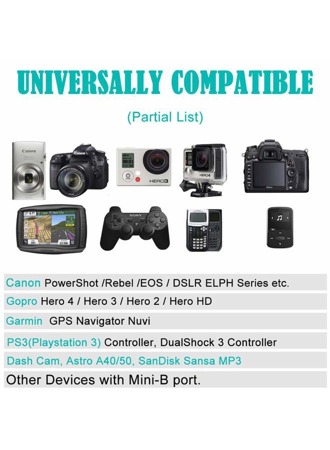 SCOVEE كابل USB مصغر مضفر، 3-pack بطول 3 أقدام كابل USB 2.0 نوع A إلى نوع Mini B لشحن GoPro HERO4، HERO 3، وحدة تحكم PS3، كاميرا Canon PowerShot، مشغلات MP3، كاميرا داش، كاميرا رقمية، نظام ملاحة Garmin Nuvi - Image 2