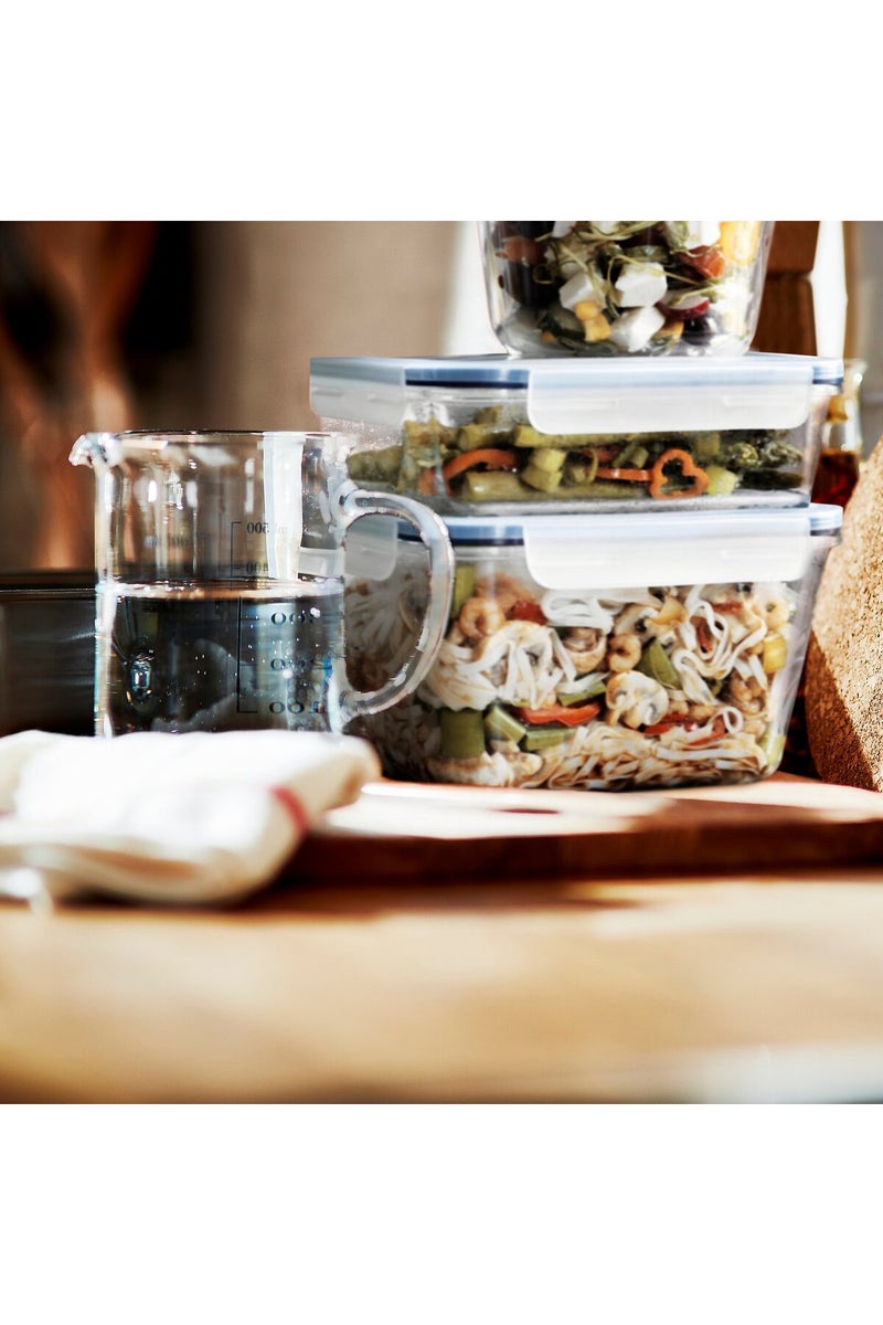 حاوية طعام بغطاء، زجاجية/بلاستيكية مستطيلة، 1.8 لتر - Image 4