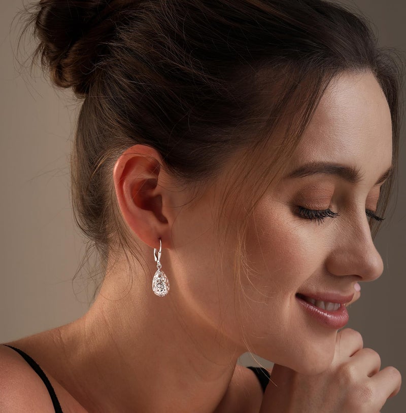 LeCalla 925 Sterling Silver Filigree Infinity Celtic Knot Leverback Earrings for Women | Tear Drop Dangler Silver Earrings | Women's Drop & Dangle Earrings 33mm - Image 2