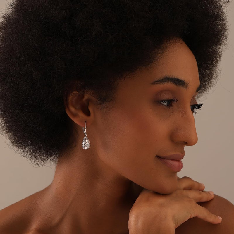 LeCalla 925 Sterling Silver Filigree Infinity Celtic Knot Leverback Earrings for Women | Tear Drop Dangler Silver Earrings | Women's Drop & Dangle Earrings 33mm - Image 5