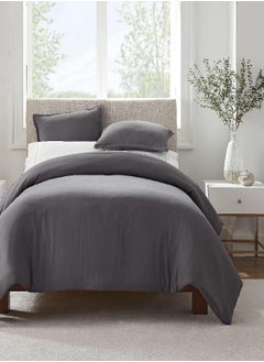 Serta SERTA Simply Clean Ultra Soft Hypoallergenic Stain Resistant 3 Piece Solid Duvet Cover Set, Grey, Full/Queen 