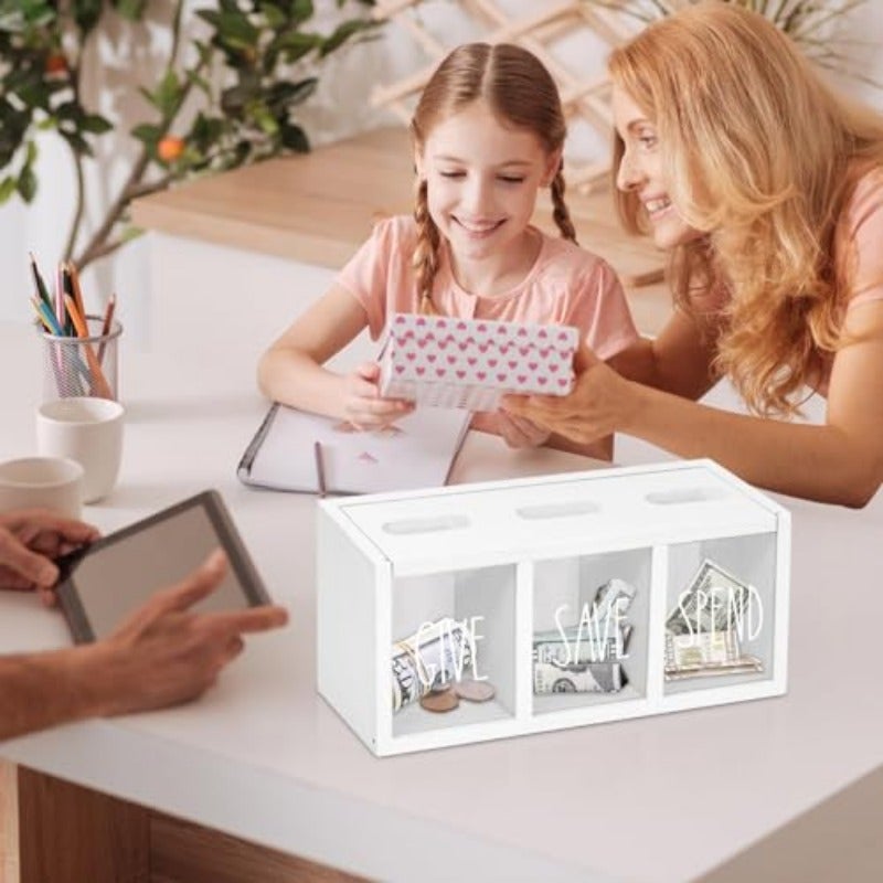 Wooden Piggy Bank for Adults Money Saving Box Sturdy Money Saving Jar for Cash Coin Visualized Piggy Bank for Bedroom Living Room Laundry Room Countertop Box for Change Storage - Image 3