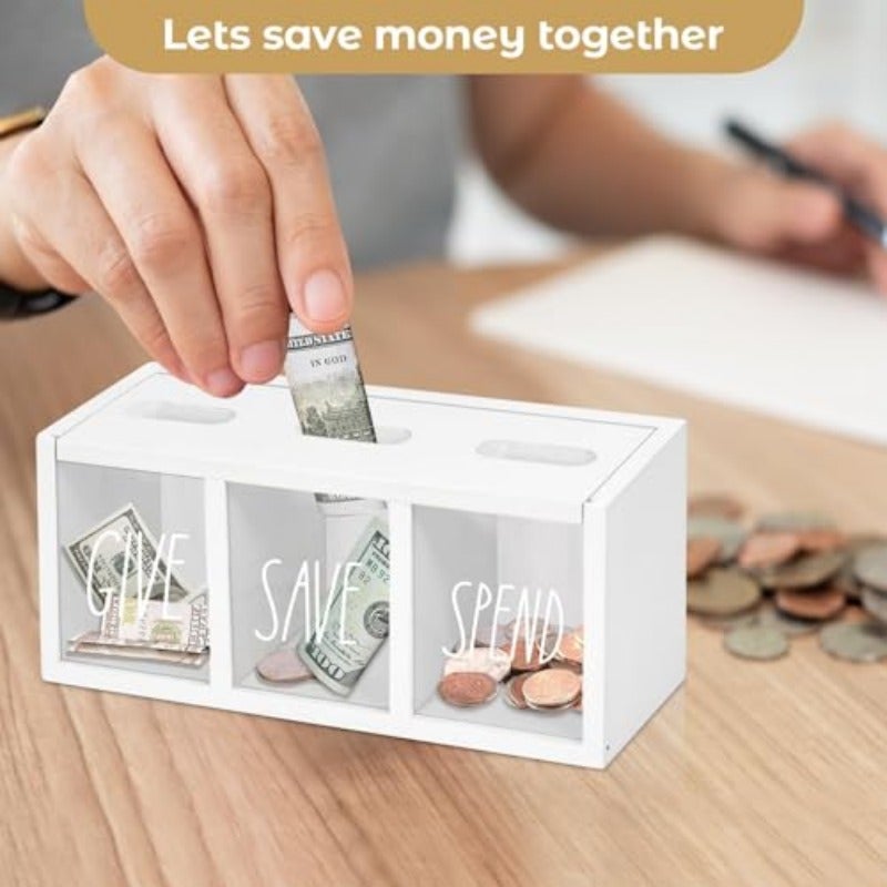 Wooden Piggy Bank for Adults Money Saving Box Sturdy Money Saving Jar for Cash Coin Visualized Piggy Bank for Bedroom Living Room Laundry Room Countertop Box for Change Storage - Image 2