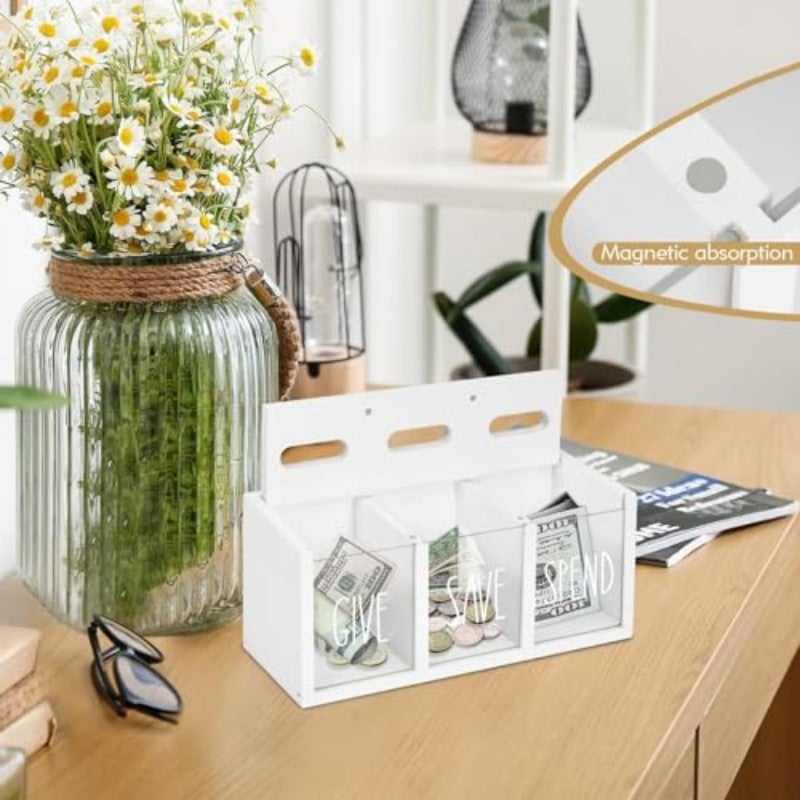 Wooden Piggy Bank for Adults Money Saving Box Sturdy Money Saving Jar for Cash Coin Visualized Piggy Bank for Bedroom Living Room Laundry Room Countertop Box for Change Storage - Image 4