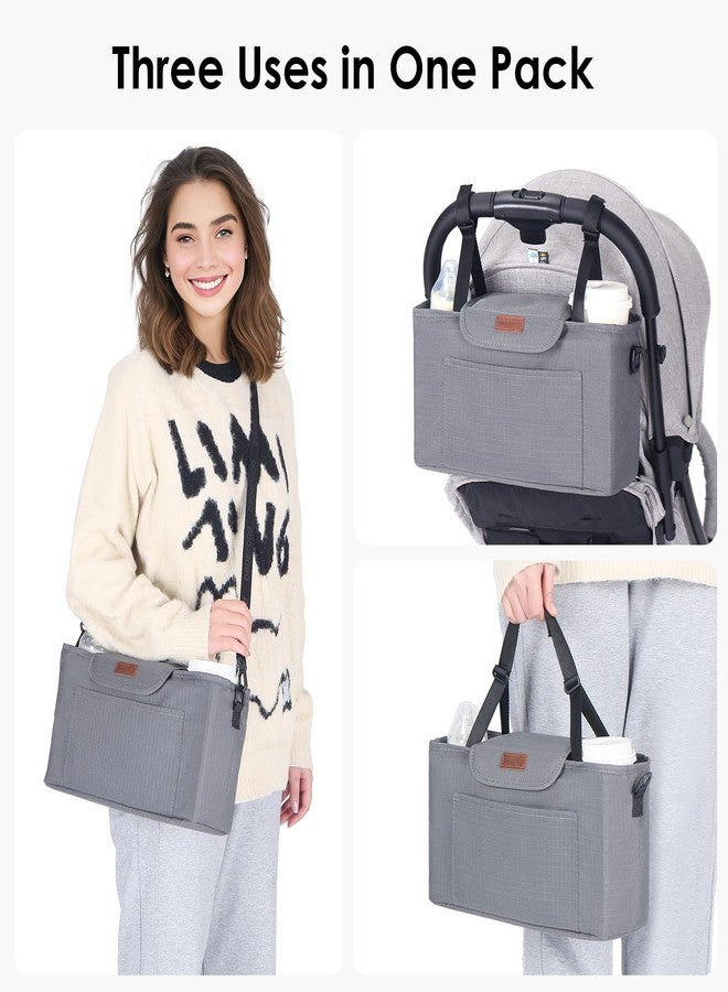 Beberoad Love Stroller Organizer with Cup Holder, Stroller Hanging Bag with Shoulder Strap, Waterproof & Durable Stroller Caddy for Baby Wipes, Bottles, Essentials, Fits Most Strollers (Grey) - Image 4