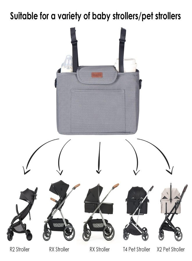 Beberoad Love Stroller Organizer with Cup Holder, Stroller Hanging Bag with Shoulder Strap, Waterproof & Durable Stroller Caddy for Baby Wipes, Bottles, Essentials, Fits Most Strollers (Grey) - Image 5