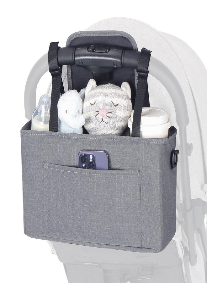 Beberoad Love Stroller Organizer with Cup Holder, Stroller Hanging Bag with Shoulder Strap, Waterproof & Durable Stroller Caddy for Baby Wipes, Bottles, Essentials, Fits Most Strollers (Grey) - Image 1