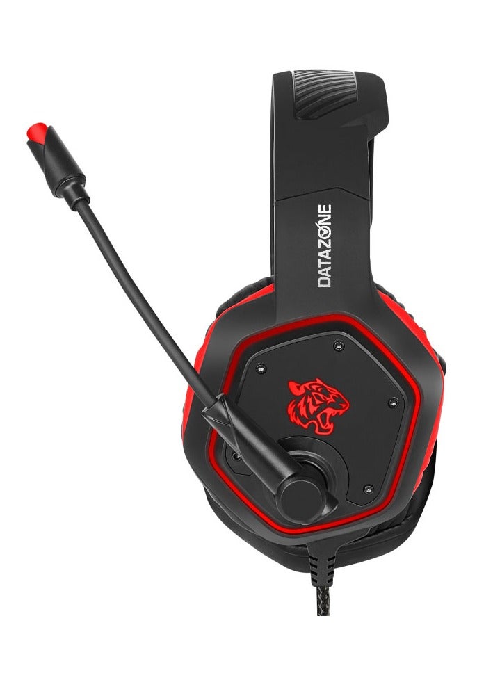 Datazone Wired Gaming Headset in Black and Red Color – Noise Cancelling and High-Precision Surround Sound – Compatible with PS5, PS4, PC, XBOX - Image 3