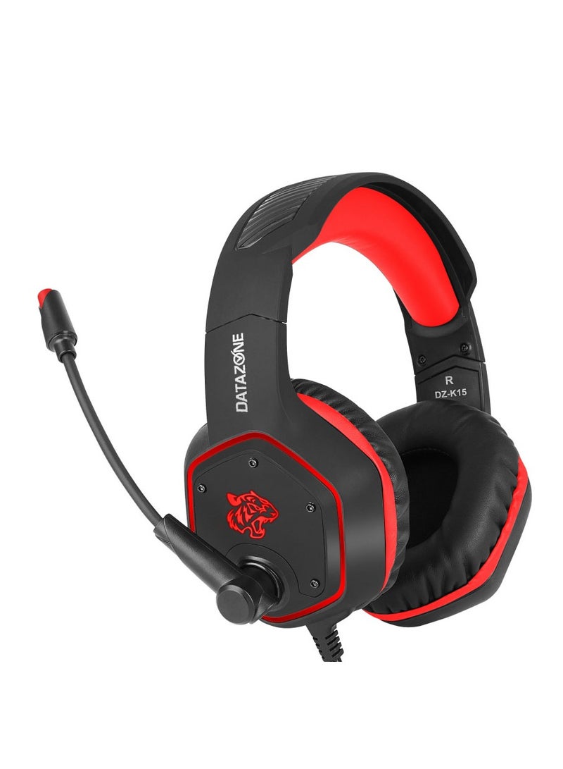Datazone Wired Gaming Headset in Black and Red Color – Noise Cancelling and High-Precision Surround Sound – Compatible with PS5, PS4, PC, XBOX - Image 2