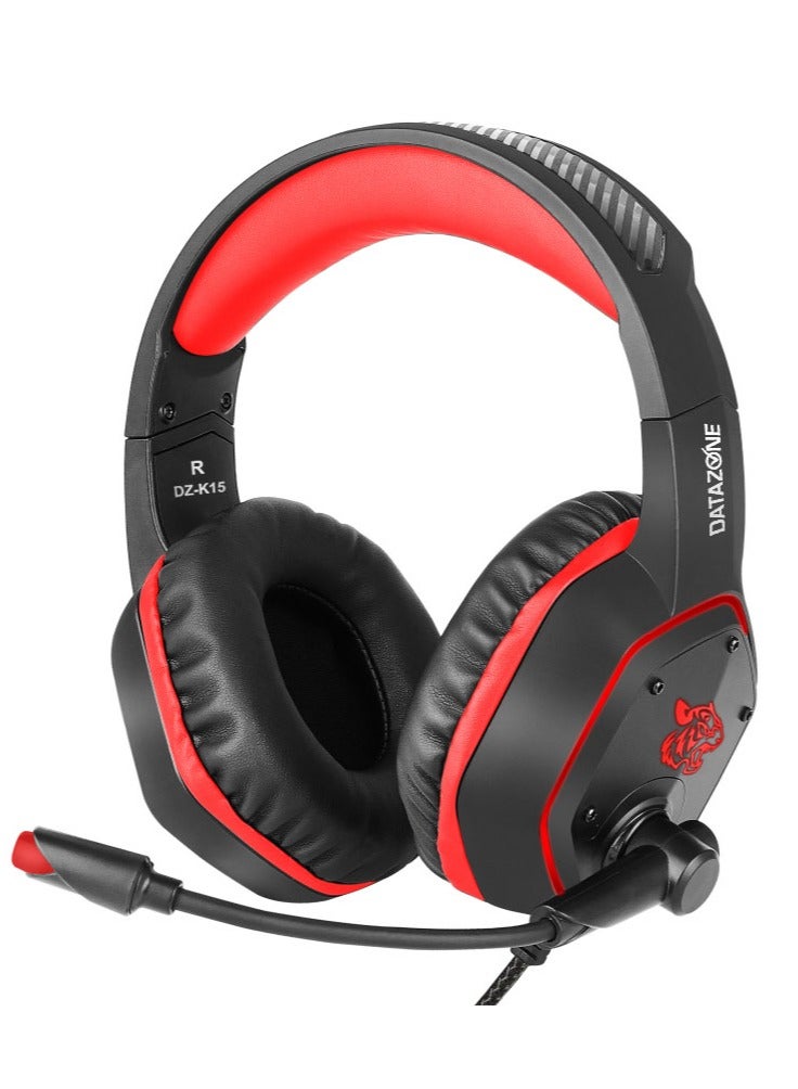 Datazone Wired Gaming Headset in Black and Red Color – Noise Cancelling and High-Precision Surround Sound – Compatible with PS5, PS4, PC, XBOX - Image 1
