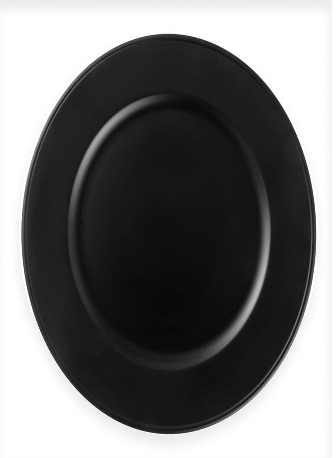Brightalk 13-Inch Solid Charger Plates, 6 Pcs Plastic Dinner Plate Chargers for Wedding Party and Event, Solid Black - Image 1