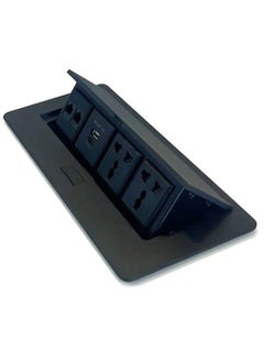 AUDIOVAN Audiovan Hydraulic Cable Cubby Pop Up Conference Box Cable Manager Socket Electrical Box with 2 Power Socket 2LAN 2USB Certified Black  - Image 2