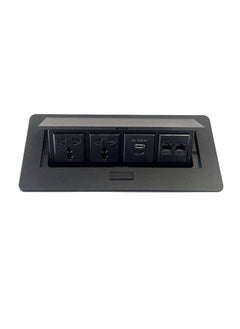 AUDIOVAN Audiovan Hydraulic Cable Cubby Pop Up Conference Box Cable Manager Socket Electrical Box with 2 Power Socket 2LAN 2USB Certified Black  - Image 3