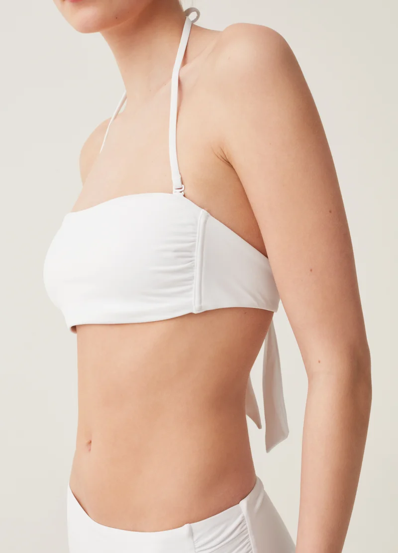 او في اس Ovs Solid Colour Bandeau Bikini Top
