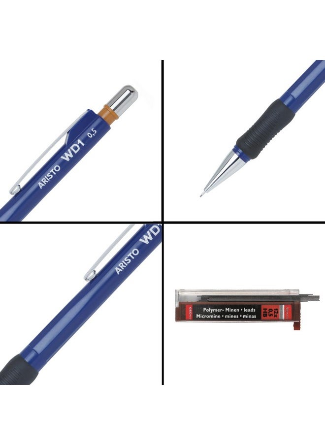 Aristo Aristo 0.5mm Mechanical Lead Clutch Pencil With Spare Leads | Blue Barrel | Built-in Eraser | for Smooth Writing Drawing Sketching Drafting Calligraphy  - Image 3