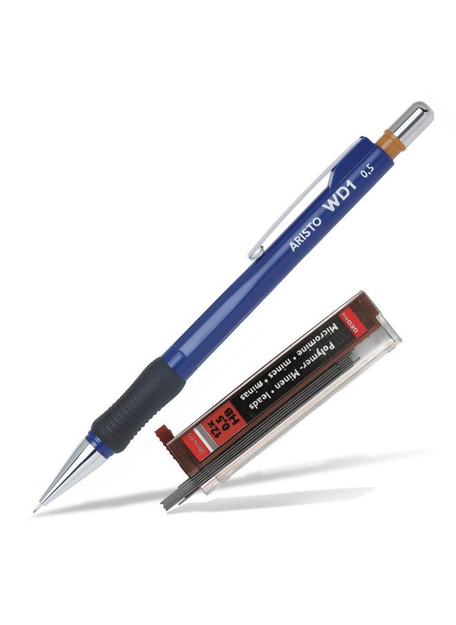 Aristo Aristo 0.5mm Mechanical Lead Clutch Pencil With Spare Leads | Blue Barrel | Built-in Eraser | for Smooth Writing Drawing Sketching Drafting Calligraphy  - Image 1