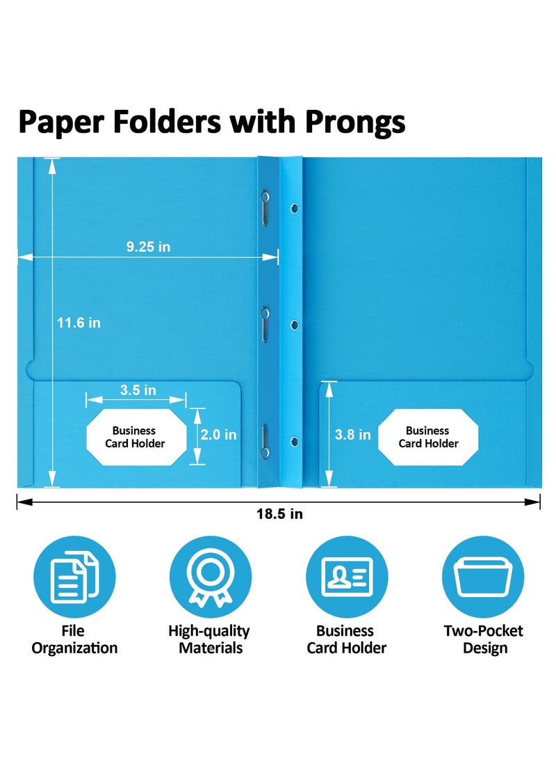 2 مجلدات جيب مع شوكات، 5 حزم مجلدات ورقية مع جيوب وشوكات، مجلدات ملفات مع مشابك، مجلدات ثقيلة ذات جيبين و 3 شوكات لحجم المكتب والمدرسة - Image 2