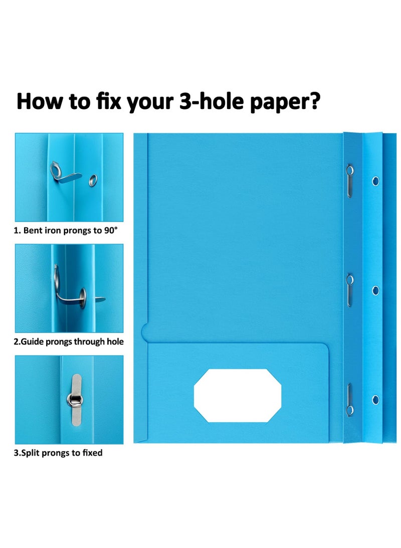 2 مجلدات جيب مع شوكات، 5 حزم مجلدات ورقية مع جيوب وشوكات، مجلدات ملفات مع مشابك، مجلدات ثقيلة ذات جيبين و 3 شوكات لحجم المكتب والمدرسة - Image 5