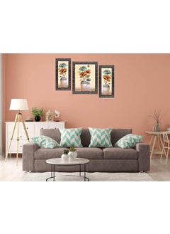 Indianara Indianara Set of 3 Flowers in Vases Art Framed Art Painting 4122GBN without glass 6 X 13 102 X 13 6 X 13 Inch Multicolor  - Image 3