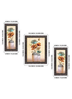 Indianara Indianara Set of 3 Flowers in Vases Art Framed Art Painting 4122GBN without glass 6 X 13 102 X 13 6 X 13 Inch Multicolor  - Image 2