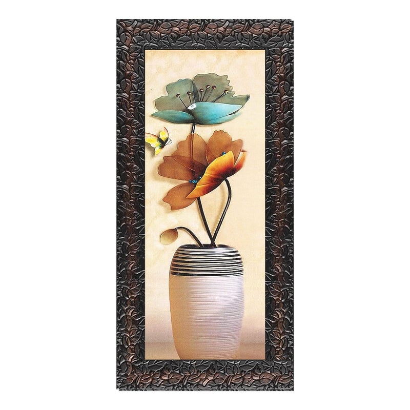 Indianara Indianara Set of 3 Flowers in Vases Art Framed Art Painting 4122GBN without glass 6 X 13 102 X 13 6 X 13 Inch Multicolor  - Image 4