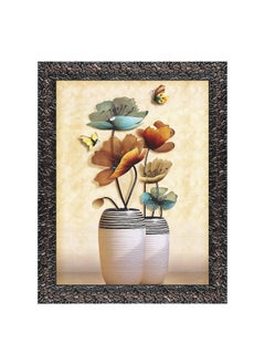 Indianara Indianara Set of 3 Flowers in Vases Art Framed Art Painting 4122GBN without glass 6 X 13 102 X 13 6 X 13 Inch Multicolor  - Image 5