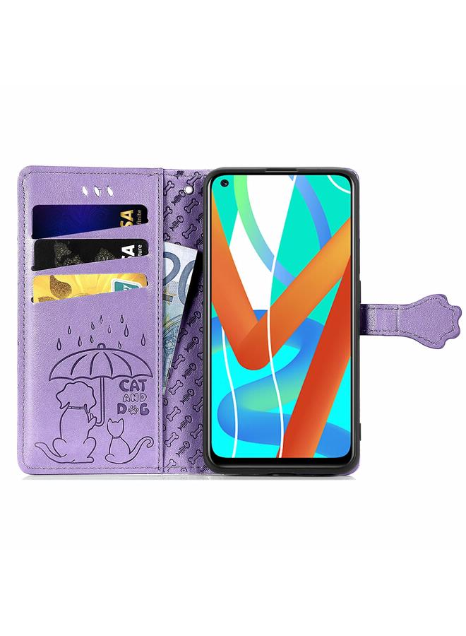 S-TOP Case For OPPO Realme V15 5G Cute Cat and Dog Embossed Horizontal Flip Leather Case with Holder & Card Slots & Wallet & Lanyard - Image 3