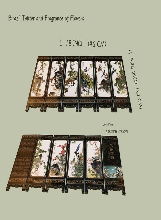 APERFECT ديكورات مثالية للمنزل، فاصل بستة ألواح، شاشة قابلة للطي صغيرة، أواني صينية مطلية بالورنيش، شاشة مكتبية صغيرة قابلة للطي، زينة فنغ شوي، هدية شرقية، هدية تجارية - Image 4