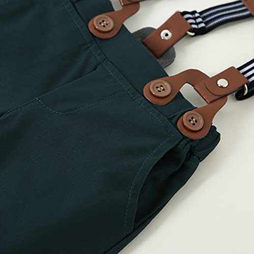 WESIDOM Baby Boy Clothes 0-24M Newborn Infant Gentleman Outfit, Shirt+Bowtie+Beret+Suspender Pant Baby boy Suit Clothing Set - Image 4