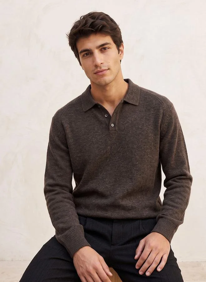 Splash FAV Smart Collared Textured Sweater
