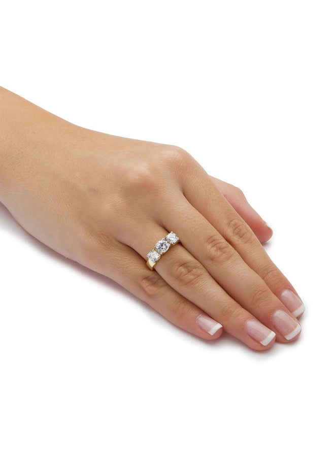 Palm Beach Jewelry Palmbeach Yellow Goldplated Round Cubic Zirconia 3Stone Bridal Ring Sizes 510 Size 10  - Image 3