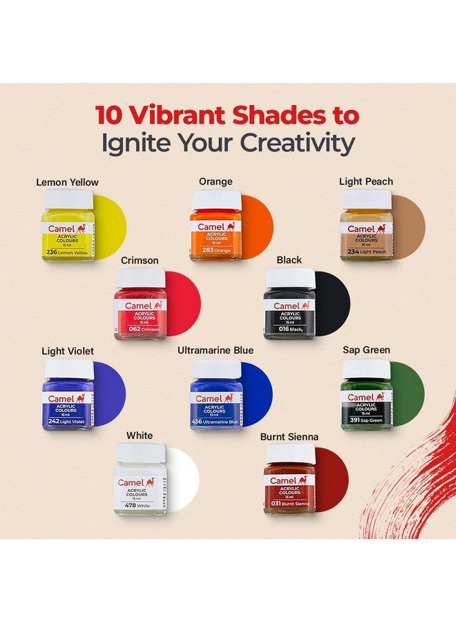 كاميل ألوان أكريليك الترا من كاميل - 15 مل لكل لون، 10 ظلال، متنوعة - Image 3